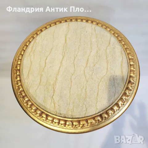 Луксозна златиста помощна масичка с мраморен плот, снимка 6 - Маси - 49110873