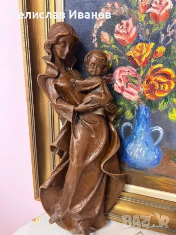 Винтидж восъчна скулптора за стена на Богородица с Младенеца.Отлично състояние.
, снимка 4 - Декорация за дома - 49670621