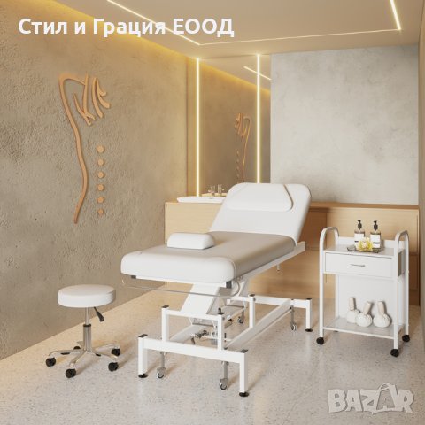 Електрическа кушетка Optima (1 мотор) - бяла/сива 186 х 68 x 54/88 см, снимка 2 - Кушетки - 24242374