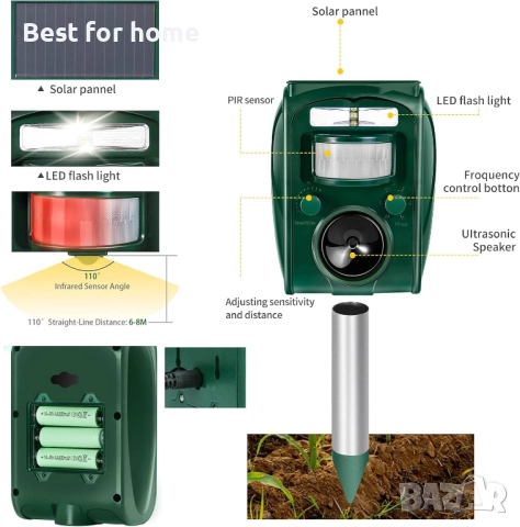 Ултразвуков репелент за котки на открито, снимка 2 - Други стоки за животни - 52048509