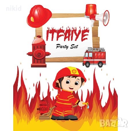 Пожарна Пожарникарска кола кран на въже Парти Гирлянд Банер Флаг , снимка 2 - Други - 37694666