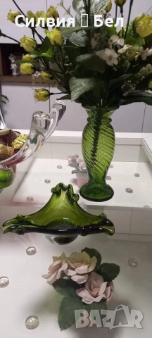 Арт зелено стъкло 💚 , снимка 7 - Антикварни и старинни предмети - 51588381