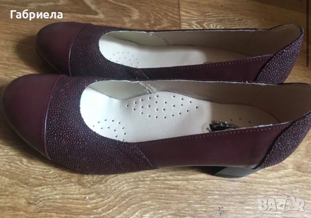 Български обувки естествена кожа бордо номер 39, снимка 3 - Дамски обувки на ток - 40468058