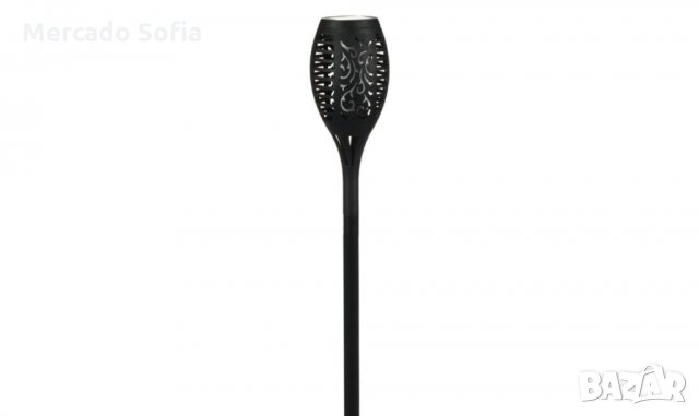 Соларен фенер LED факел с ефект на пламък пластмаса черен 49 см , снимка 2 - Соларни лампи - 31909810