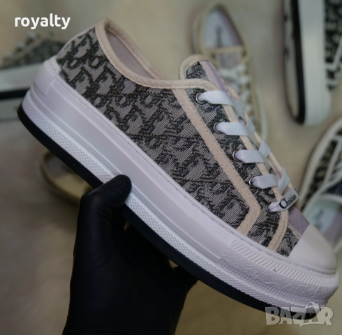 Дамски маратонки Dior Oblique - Бежаво с Тъмно Зелено, снимка 5 - Маратонки - 52423473