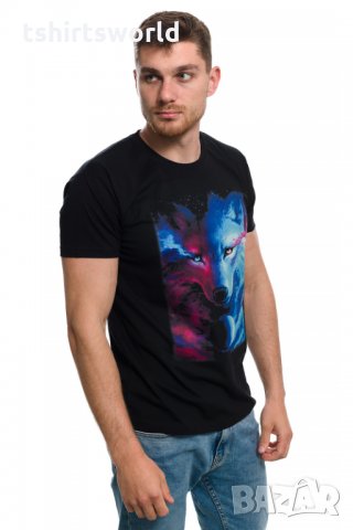 Нова мъжка тениска с дигитален печат Вълк, GALAXY WOLF, Серия вълци, снимка 6 - Тениски - 29040524