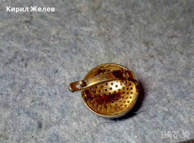 СКЪПОЦЕННА ПОЗЛАТЕНА РЕТРО АРТ СТИЛ ОБЕЦА с ФАСЕТИРАН СИН и БЯЛ ЦИРКОН КАМЪЧЕТА 39812, снимка 8 - Обеци - 48161192