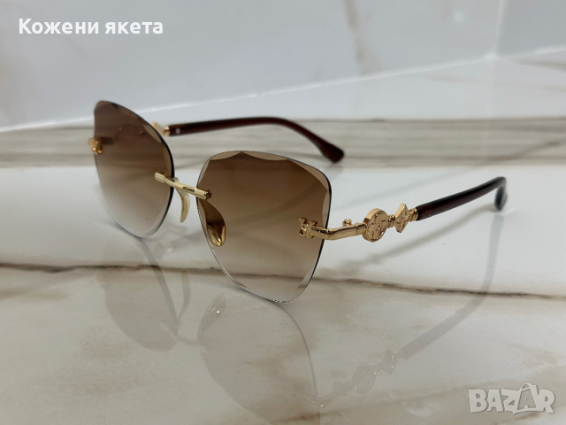 Слънчеви очила с кафеви стъкла и златни елементи LV