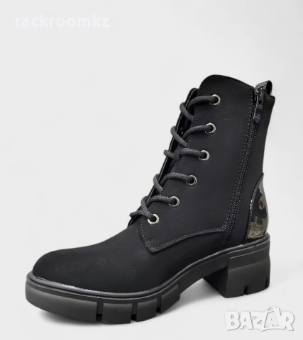 Дамски боти с връзки и цип в черно B4170-1 black, снимка 2 - Дамски боти - 52469738