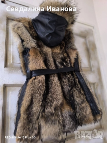 елек от лицева кожа и косъм, снимка 4 - Елеци - 47954666