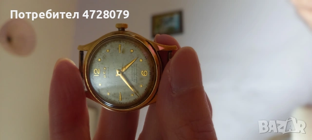Швейцария часовник 1950 позлатен , снимка 3 - Антикварни и старинни предмети - 53351317