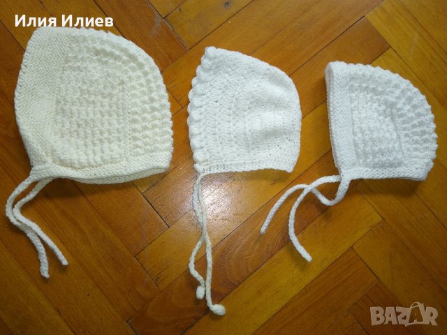 Плетени бебешки шапки, снимка 1 - Бебешки шапки - 38390235