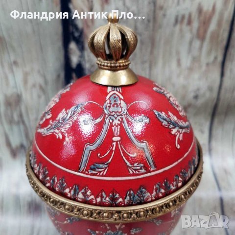 Яйце порцелан и бронз в червено, снимка 5 - Декорация за дома - 42894433