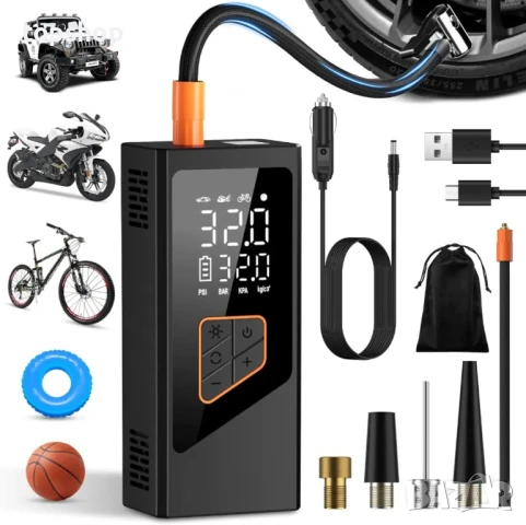 НОВ Преносим въздушен компресор Molfanco 8010 с 7800 mAh батерия, помпа, мини авто компресор