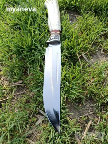 Ловджийски нож с дръжка от еленов рог и стомана 440 C , снимка 6 - Ножове - 49716197