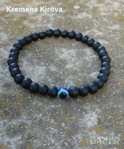 Гривни за двойки. С котешко око, оникс и синьо око. Бижута Луди гъби., снимка 3 - Гривни - 50893518