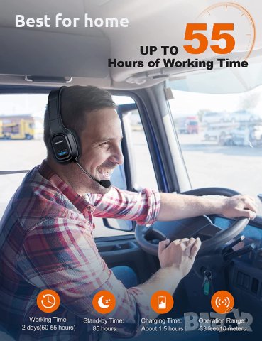 TECKNET Trucker Bluetooth слушалка с шумопотискане на микрофон,55H Hands Free, снимка 5 - Слушалки и портативни колонки - 40665857