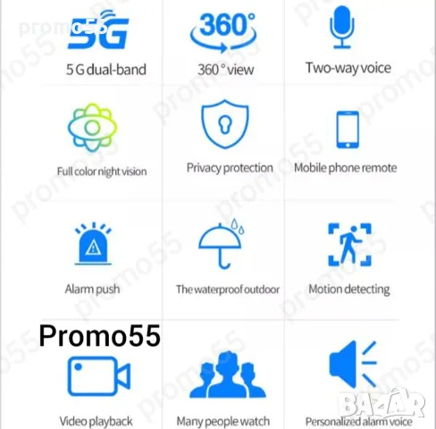 Безжична Смарт Камера 5G Външна WIFI 5MP Нощно Видеонаблюдение, снимка 9 - Камери - 47479753