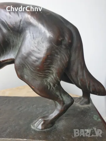 34см-4кг Diller статуетка/стара немска бронзова скулптура/фигура на куче-немска овчарка, снимка 6 - Статуетки - 50276725