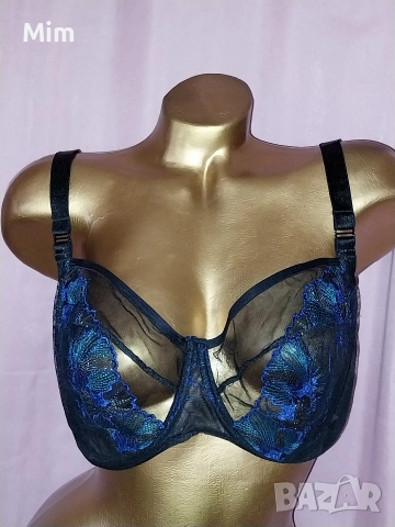  Резервирани KINGA 85 F Черен сутиен с тъмно синя бродерия , снимка 3 - Бельо - 52635158