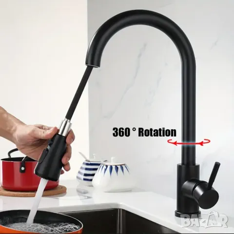 ✨ ЕЛЕГАНТЕН КУХНЕНСКИ СМЕСИТЕЛ С ВГРАДЕН ДУШ – ФУНКЦИЯ С ЛУКС! ✨🚰, снимка 2 - Смесители - 48298820