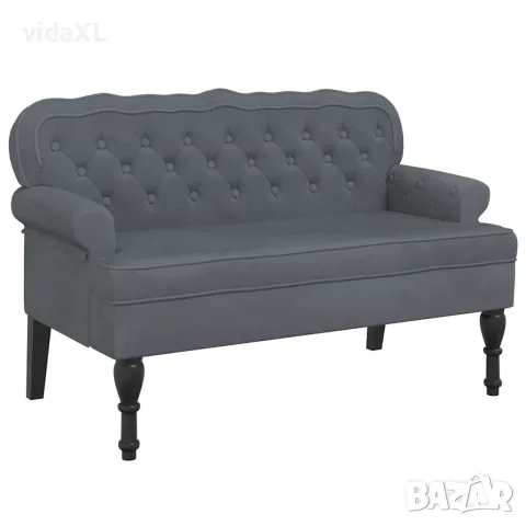 vidaXL Пейка с облегалка, тъмносива, 119,5x64,5x75 см, кадифе