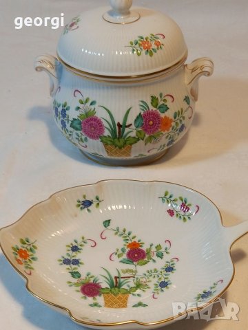 Немска порцеланова фруктиера листо и бонбониера    21/1