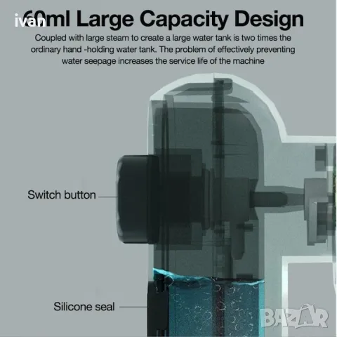 Мини ръчна парна ютия, сгъваема, сухо и мокро гладене, резервоар за вода 50 ml, зелена




, снимка 4 - Ютии - 49941037