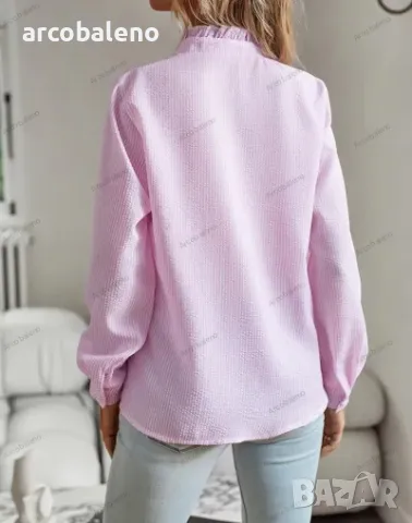 Елегантна дамска риза с волани с отворени копчета, 4цвята , снимка 9 - Ризи - 48573360