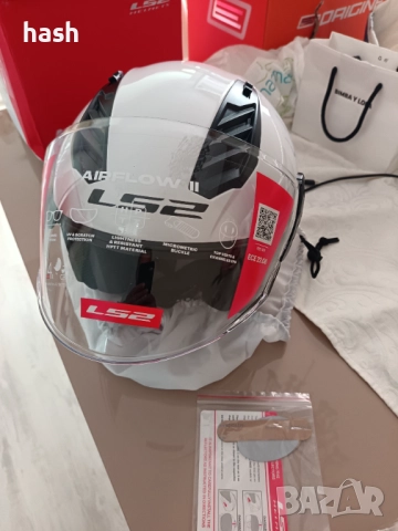 Мото каска LS2 OF616 AIRFLOW II ПЛЪТЕН ГЛАНЦ БЯЛ-06, размер М, снимка 2 - Спортна екипировка - 52581859