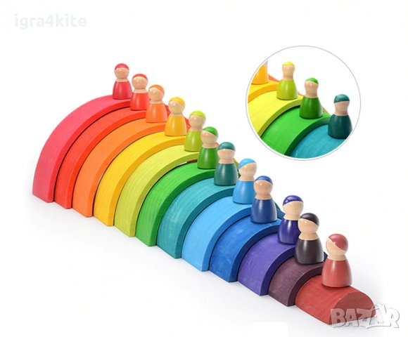 ПРОМО! Голям Дървен сет GRIMM'S + ДОПЪЛНЕНИЕ СРЕДНО ГОЛЯМА ДЪГА С ТОПКИ, снимка 3 - Образователни игри - 30584767