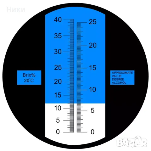 Рефрактометър за вино и ракия - 2 в 1 или спиртомер 0-80 %, снимка 2 - Домашни напитки - 39335862