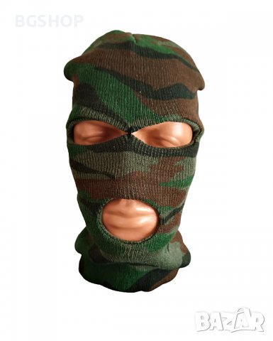 Балаклава зимна шапка очи - уста - Зелен камуфлаж, снимка 3 - Спортна екипировка - 39752669