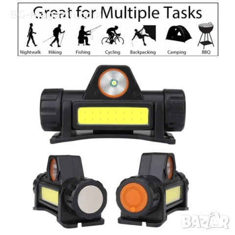 Компактен акумулаторен LED челник за глава фенер зареждащ се USB четене бягане риболов с магнит, снимка 6 - Къмпинг осветление - 50938590