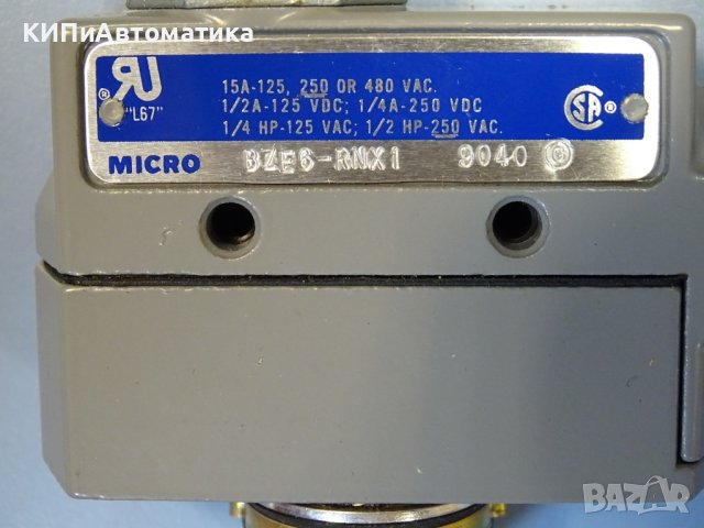 краен изключвател Honeywell micro-switch BZE6-RNX1 limit switch 15A 250VAC, снимка 5 - Резервни части за машини - 42539491