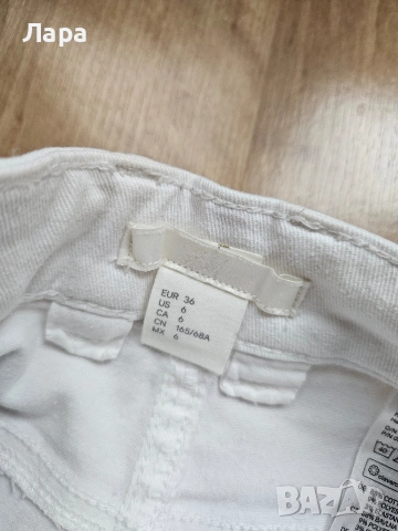Ярко бели къси панталонки с висока талия H&M , снимка 2 - Къси панталони и бермуди - 40630315