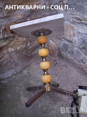 Комплект Соц Стара Мраморна Масичка Стойка С Домашен Телефон., снимка 6 - Антикварни и старинни предмети - 50074441