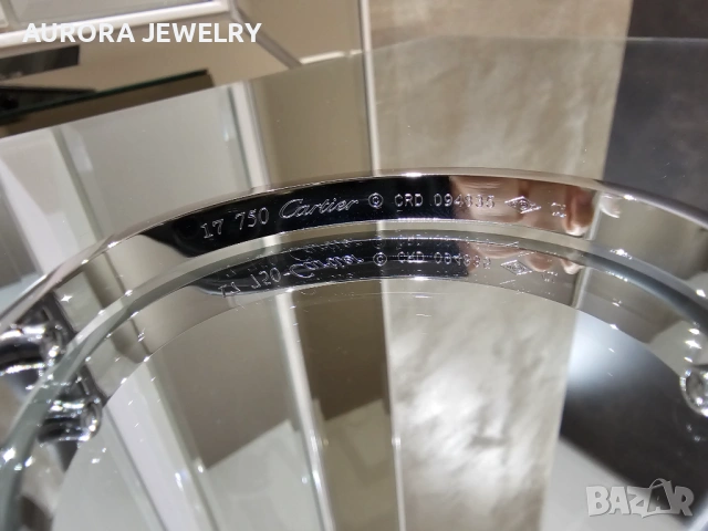 CARTIER Love Paved Silver Classic Diamonds Гривна с Отверка, снимка 8 - Гривни - 53029556