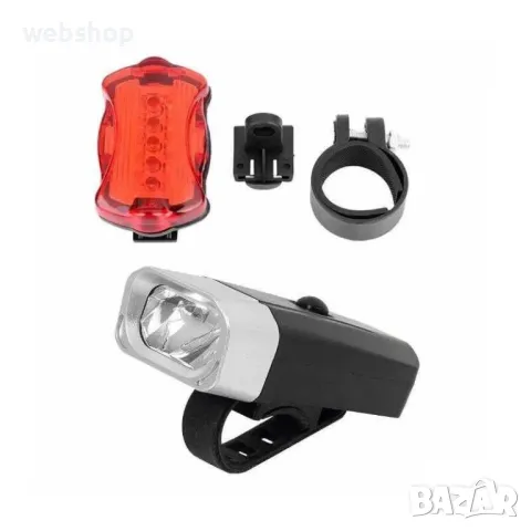 Комплект LED Фар и Стоп за велосипед, Водоустойчиви материали, Системата за захващане, Червен/Черен/, снимка 1