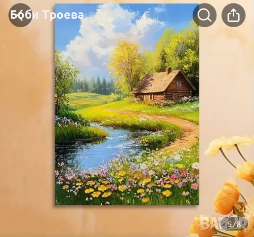 Възвишението на дивите цветя, ролинг хълмове и рустична сцена на ферма, снимка 3 - Картини - 50841625