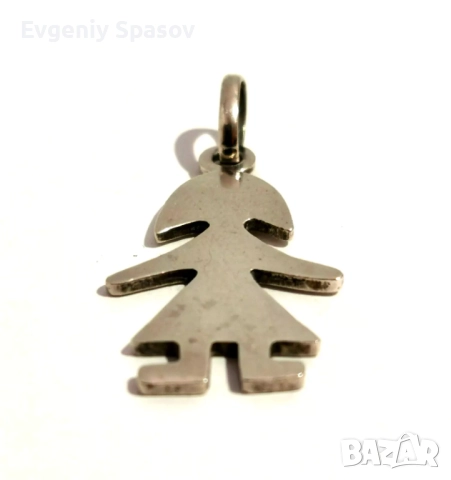 Винтидж Италианска Сребърна Висулка UNO-A-ERRE Симпатично Момиче, снимка 3 - Колиета, медальони, синджири - 52441377