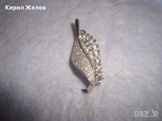 ПРЕКРАСНА СКЪПОЦЕННА СРЕБЪРНА БЕЛ ЕПОК ЛИСТОВИДА АРТ БРОШКА БИЖУ СРЕБРО 925 с БЯЛА ПОЗЛАТА 28779, снимка 8 - Други - 37300608
