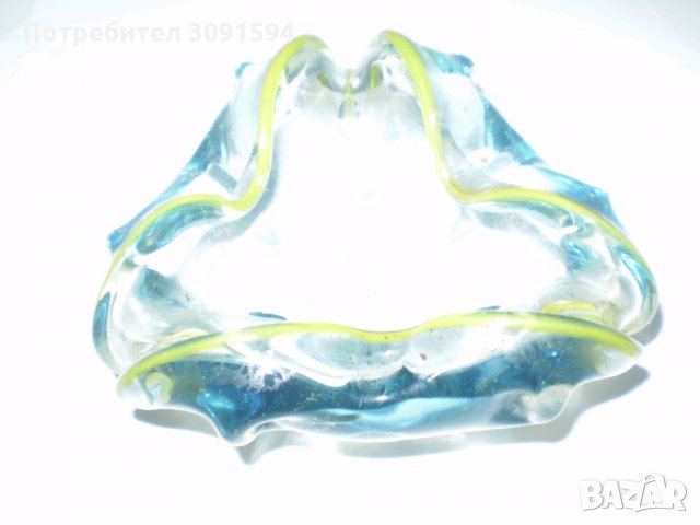 Стар пепелник двуцветно стъкло -кристал, снимка 5 - Колекции - 35189717