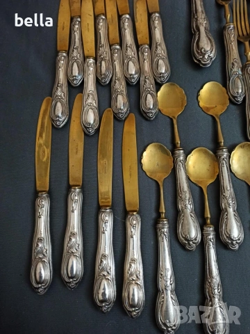 Ексклузивен антикварен десертен сервиз „Solingen“ – Сребро 800, снимка 4 - Антикварни и старинни предмети - 54043349