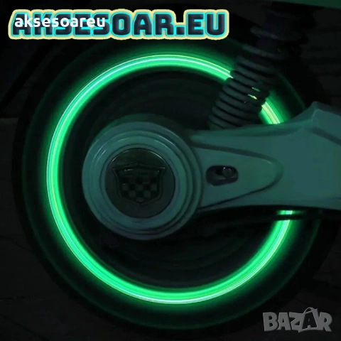 Комплект 4 бр. светещи капачки за вентили флуоресцентни нощни светещи декорации за кола мотоциклет, снимка 2 - Аксесоари и консумативи - 53887489
