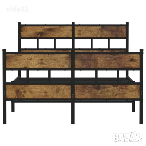 vidaXL Метална рамка за легло, без матрак, опушен дъб, 120x200 см, снимка 4 - Спални и легла - 56147478