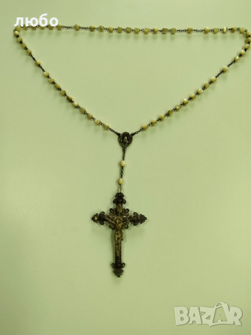 КРЪСТ ФИЛИГРАН СЪС СЕДЕФ КАТОЛИШКИ 18-19 ВЕК, снимка 17 - Други ценни предмети - 52186332