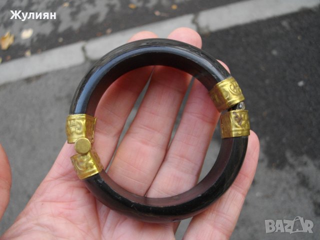 СТАРА ГРИВНА БИВОЛСКИ РОГ С ОБКОВ , снимка 6 - Антикварни и старинни предмети - 42824858