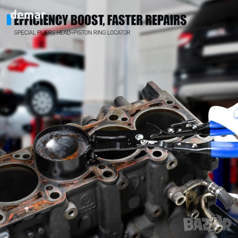 Комплект за компресиране на бутални пръстени SMOTIVEPRO, 7 части, клещи с тресчотка, снимка 5 - Аксесоари и консумативи - 51720532