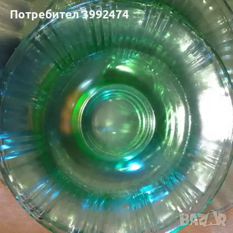 Сервиз за торта, цветно, зелено стъкло, снимка 2 - Сервизи - 47524668